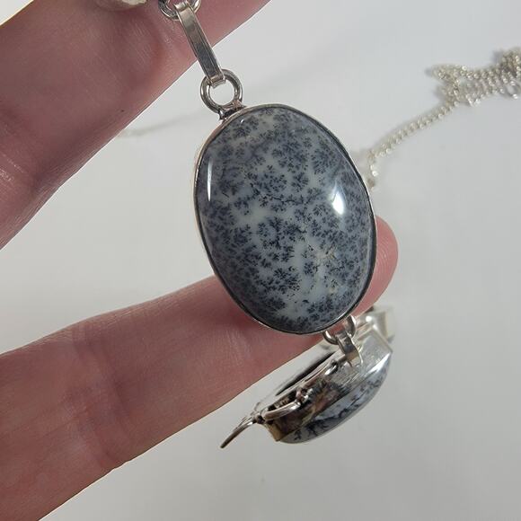 Unique Dendritic Agate Pendant Necklace Sterling Silver Handmade Artisan Jewelry - Picture 8 of 10